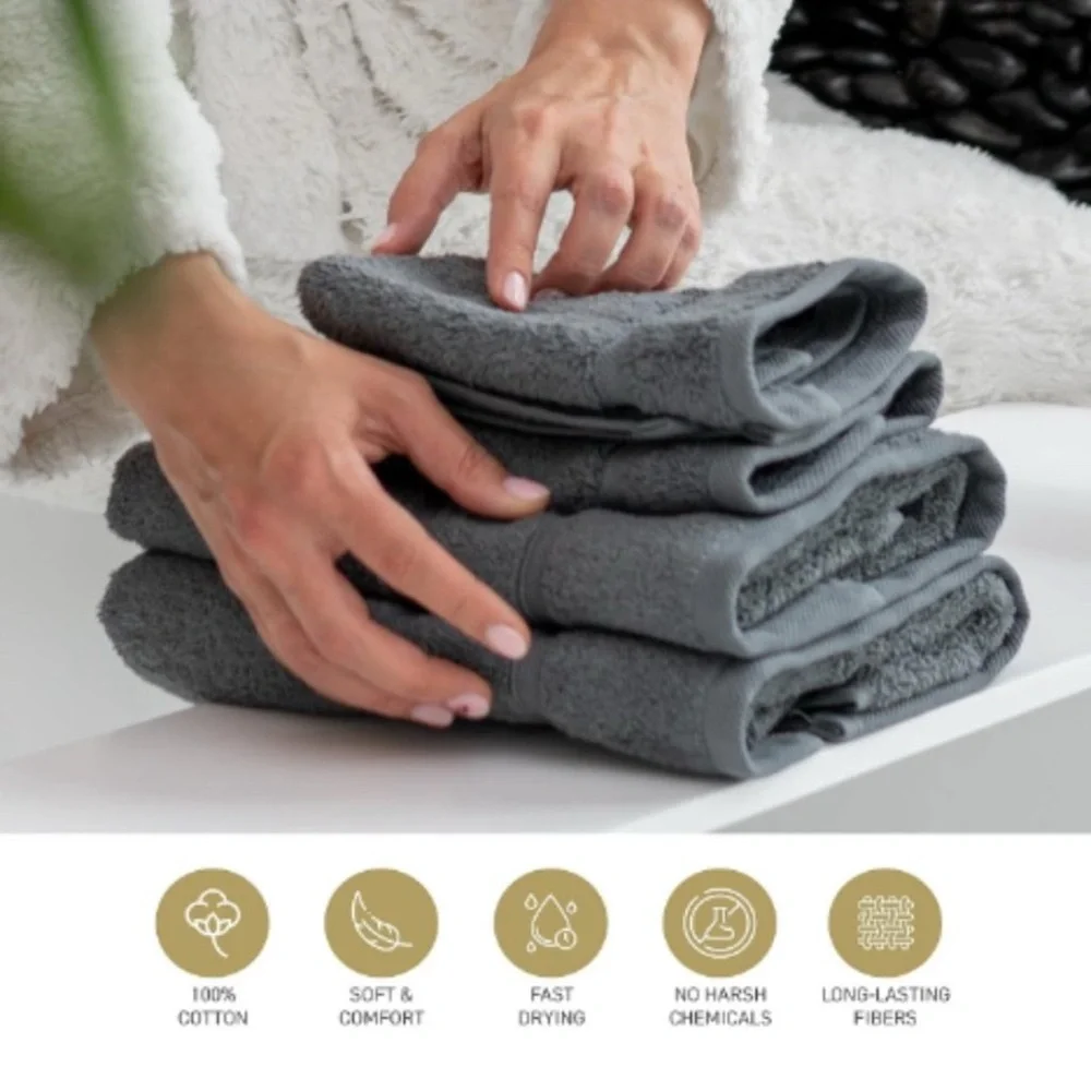 Barnum Turkish Cotton Thick and Plush Towel Set of 4 -2 Large Bath Towels
